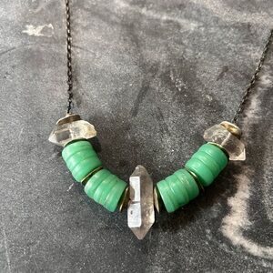 Heather Kahn Quartz and Brass Necklace